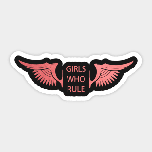 Girls Who Rule Girl Power Pink Wings Sticker